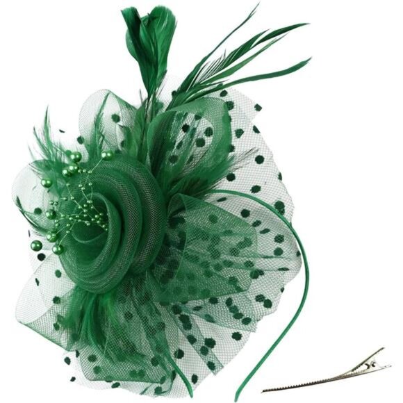 Accessories - Fascinators Hat Flower Mesh 7" Diameter / Emerald Green